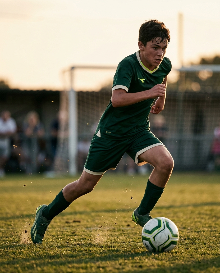 Young footballer in action